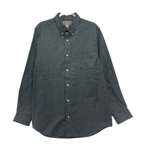 Duluth Trading Shirt Mens Large Wrinkle Fighter Slim Fit Long Sleeve Green Check - Picture 1 of 10